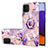 Funda Silicona Gel Goma Patron de Moda Carcasa con Anillo de dedo Soporte Y01B para Samsung Galaxy A22 4G Purpura Claro