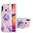 Funda Silicona Gel Goma Patron de Moda Carcasa con Anillo de dedo Soporte Y01B para Samsung Galaxy M10S Purpura Claro