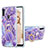 Funda Silicona Gel Goma Patron de Moda Carcasa con Anillo de dedo Soporte Y01B para Samsung Galaxy M11 Morado