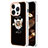 Funda Silicona Gel Goma Patron de Moda Carcasa con Anillo de dedo Soporte Y02B para Apple iPhone 14 Pro Negro