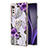 Funda Silicona Gel Goma Patron de Moda Carcasa con Anillo de dedo Soporte Y02B para LG Velvet 5G Morado