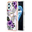 Funda Silicona Gel Goma Patron de Moda Carcasa con Anillo de dedo Soporte Y03B para Oppo A96 4G Morado