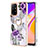 Funda Silicona Gel Goma Patron de Moda Carcasa con Anillo de dedo Soporte Y03B para Oppo Reno5 Z 5G Morado