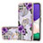 Funda Silicona Gel Goma Patron de Moda Carcasa con Anillo de dedo Soporte Y03B para Samsung Galaxy F42 5G Morado