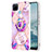 Funda Silicona Gel Goma Patron de Moda Carcasa con Anillo de dedo Soporte Y04B para Realme C25Y India Purpura Claro