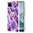 Funda Silicona Gel Goma Patron de Moda Carcasa con Anillo de dedo Soporte Y04B para Realme C25Y Morado