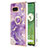 Funda Silicona Gel Goma Patron de Moda Carcasa con Anillo de dedo Soporte Y05B para Google Pixel 7a 5G Morado