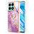 Funda Silicona Gel Goma Patron de Moda Carcasa con Anillo de dedo Soporte Y05B para Huawei Honor X8a 4G Purpura Claro