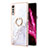 Funda Silicona Gel Goma Patron de Moda Carcasa con Anillo de dedo Soporte Y05B para LG Velvet 5G Blanco