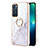 Funda Silicona Gel Goma Patron de Moda Carcasa con Anillo de dedo Soporte Y05B para Oppo Reno6 5G Blanco