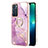 Funda Silicona Gel Goma Patron de Moda Carcasa con Anillo de dedo Soporte Y05B para Oppo Reno6 5G Purpura Claro