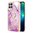 Funda Silicona Gel Goma Patron de Moda Carcasa con Anillo de dedo Soporte Y05B para Realme 8i Purpura Claro