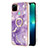 Funda Silicona Gel Goma Patron de Moda Carcasa con Anillo de dedo Soporte Y05B para Realme C21Y Morado