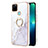 Funda Silicona Gel Goma Patron de Moda Carcasa con Anillo de dedo Soporte Y05B para Realme C25Y Blanco