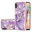 Funda Silicona Gel Goma Patron de Moda Carcasa con Anillo de dedo Soporte Y05B para Samsung Galaxy A11 Morado