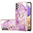 Funda Silicona Gel Goma Patron de Moda Carcasa con Anillo de dedo Soporte Y05B para Samsung Galaxy A13 4G Purpura Claro