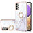 Funda Silicona Gel Goma Patron de Moda Carcasa con Anillo de dedo Soporte Y05B para Samsung Galaxy A23 4G Blanco