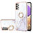 Funda Silicona Gel Goma Patron de Moda Carcasa con Anillo de dedo Soporte Y05B para Samsung Galaxy A33 5G Blanco
