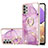Funda Silicona Gel Goma Patron de Moda Carcasa con Anillo de dedo Soporte Y05B para Samsung Galaxy A73 5G Purpura Claro