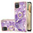 Funda Silicona Gel Goma Patron de Moda Carcasa con Anillo de dedo Soporte Y05B para Samsung Galaxy F12 Morado