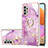 Funda Silicona Gel Goma Patron de Moda Carcasa con Anillo de dedo Soporte Y05B para Samsung Galaxy M32 5G Purpura Claro