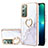 Funda Silicona Gel Goma Patron de Moda Carcasa con Anillo de dedo Soporte Y05B para Samsung Galaxy Note 20 5G Blanco