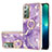 Funda Silicona Gel Goma Patron de Moda Carcasa con Anillo de dedo Soporte Y05B para Samsung Galaxy Note 20 5G Morado