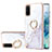 Funda Silicona Gel Goma Patron de Moda Carcasa con Anillo de dedo Soporte Y05B para Samsung Galaxy S20 5G Blanco