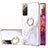 Funda Silicona Gel Goma Patron de Moda Carcasa con Anillo de dedo Soporte Y05B para Samsung Galaxy S20 FE 4G Blanco