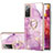 Funda Silicona Gel Goma Patron de Moda Carcasa con Anillo de dedo Soporte Y05B para Samsung Galaxy S20 FE 4G Purpura Claro