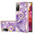 Funda Silicona Gel Goma Patron de Moda Carcasa con Anillo de dedo Soporte Y05B para Samsung Galaxy S20 Lite 5G Morado