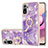 Funda Silicona Gel Goma Patron de Moda Carcasa con Anillo de dedo Soporte Y05B para Xiaomi Poco M5S Morado