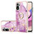 Funda Silicona Gel Goma Patron de Moda Carcasa con Anillo de dedo Soporte Y05B para Xiaomi Poco M5S Purpura Claro