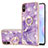 Funda Silicona Gel Goma Patron de Moda Carcasa con Anillo de dedo Soporte Y05B para Xiaomi Redmi 9A Morado