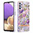 Funda Silicona Gel Goma Patron de Moda Carcasa con Anillo de dedo Soporte Y06B para Samsung Galaxy A13 4G Purpura Claro