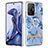 Funda Silicona Gel Goma Patron de Moda Carcasa con Anillo de dedo Soporte Y06B para Xiaomi Mi 11T Pro 5G Azul