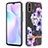 Funda Silicona Gel Goma Patron de Moda Carcasa con Anillo de dedo Soporte Y06B para Xiaomi Redmi 9A Morado