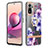 Funda Silicona Gel Goma Patron de Moda Carcasa con Anillo de dedo Soporte Y06B para Xiaomi Redmi Note 10 4G Morado