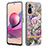 Funda Silicona Gel Goma Patron de Moda Carcasa con Anillo de dedo Soporte Y06B para Xiaomi Redmi Note 10 4G Purpura Claro