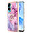 Funda Silicona Gel Goma Patron de Moda Carcasa con Anillo de dedo Soporte YB1 para Huawei Honor 90 Lite 5G Purpura Claro