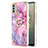 Funda Silicona Gel Goma Patron de Moda Carcasa con Anillo de dedo Soporte YB1 para Nokia C31 Purpura Claro