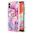 Funda Silicona Gel Goma Patron de Moda Carcasa con Anillo de dedo Soporte YB1 para Samsung Galaxy M04 Purpura Claro