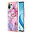 Funda Silicona Gel Goma Patron de Moda Carcasa con Anillo de dedo Soporte YB1 para Xiaomi Mi 11 Lite 4G Purpura Claro