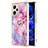 Funda Silicona Gel Goma Patron de Moda Carcasa con Anillo de dedo Soporte YB1 para Xiaomi Redmi Note 12 Pro+ Plus 5G Purpura Claro