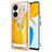 Funda Silicona Gel Goma Patron de Moda Carcasa con Anillo de dedo Soporte YB2 para Huawei Honor X7 Amarillo