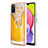 Funda Silicona Gel Goma Patron de Moda Carcasa con Anillo de dedo Soporte YB2 para Samsung Galaxy A03s Amarillo