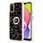 Funda Silicona Gel Goma Patron de Moda Carcasa con Anillo de dedo Soporte YB2 para Samsung Galaxy A03s Negro
