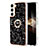 Funda Silicona Gel Goma Patron de Moda Carcasa con Anillo de dedo Soporte YB2 para Samsung Galaxy S24 5G Negro