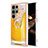 Funda Silicona Gel Goma Patron de Moda Carcasa con Anillo de dedo Soporte YB2 para Samsung Galaxy S24 Ultra 5G Amarillo