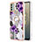 Funda Silicona Gel Goma Patron de Moda Carcasa con Anillo de dedo Soporte YB3 para Nokia C31 Morado